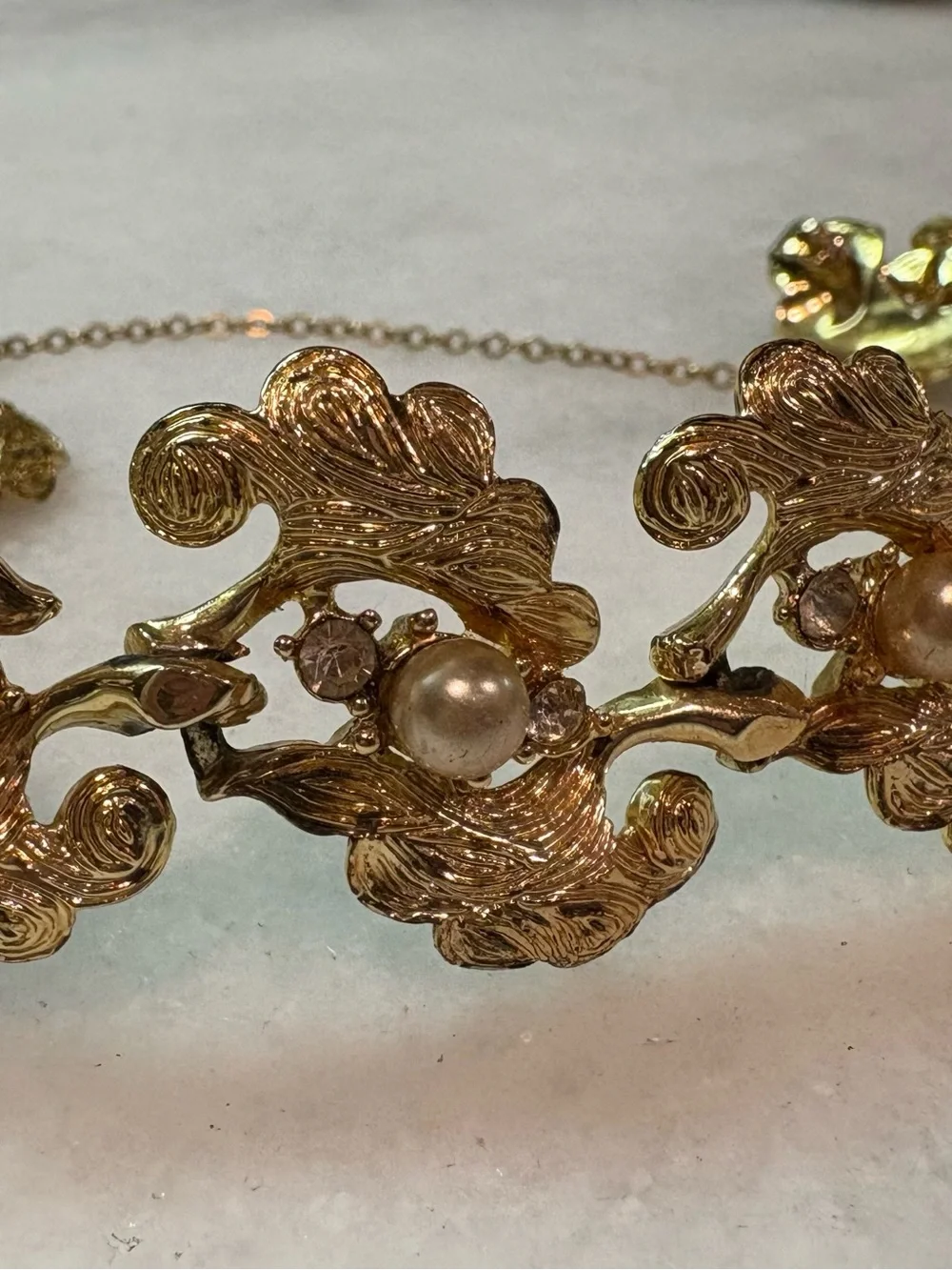Gold-Tone Pearl Floral Link Bracelet - Women's Jewelry